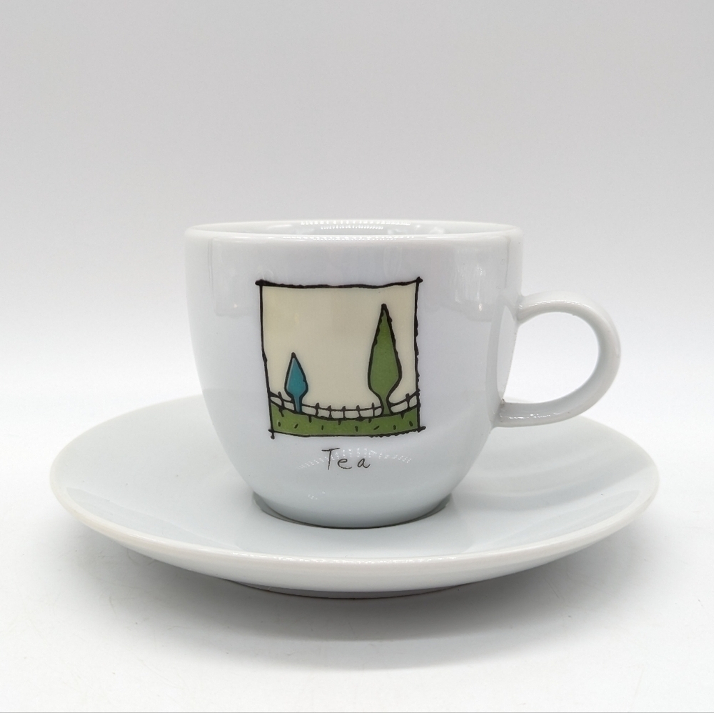 Truly Tasteful White Ceramic Tree Tea Cup & Saucer